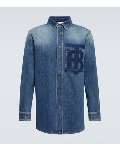 Burberry Monogram Motif Denim Shirt - Blue