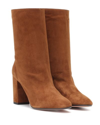 Aquazzura Boogie 85 Suede Ankle Boots - Brown