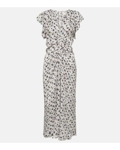 Isabel Marant Lyndsay Printed Draped Midi Dress - White