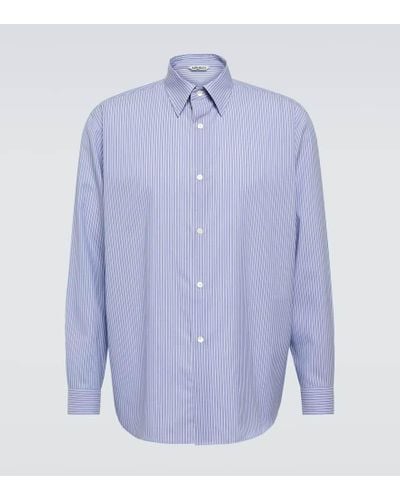 AURALEE Pinstripe Wool Shirt - Blue