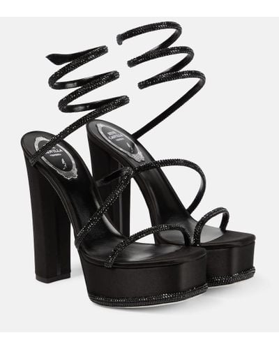 Rene Caovilla Cleo Embellished Platform Sandals 130 - Black