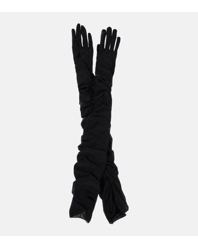 Jennifer Behr Leontyne Ruched Gloves - Black