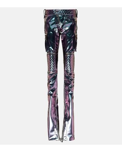 LAQUAN SMITH Holographic Straight-leg Cargo Pants - Blue