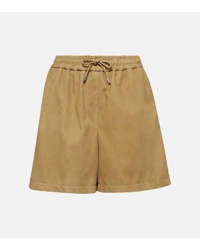 Loewe Mid-rise Suede Shorts - Natural