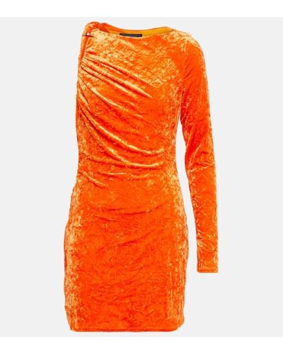 Versace Vestido de terciopelo asimetrico - Naranja