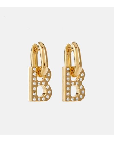 Balenciaga B Chain Xs Embellished Earrings - Metallic