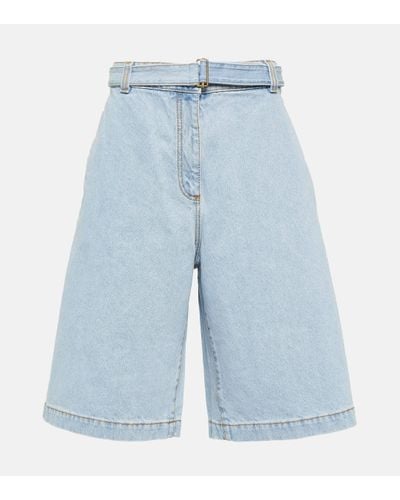 Etro Short brode en jean - Bleu