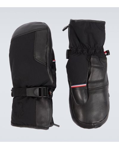 3 MONCLER GRENOBLE Leather-trimmed Technical Ski Mittens - Black