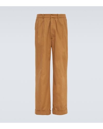 Wales Bonner Dusk Pleated Cotton And Cashmere Trousers - Brown