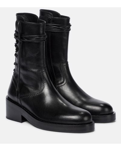 Ann Demeulemeester Leather Ankle Boots - Black