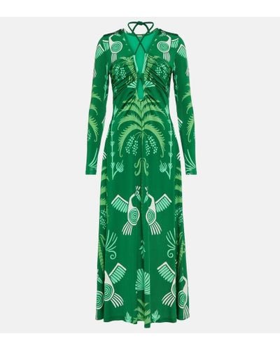 Johanna Ortiz + Net Sustain Spiral Nebulas Embellished Printed Stretch-jersey Midi Dress - Green