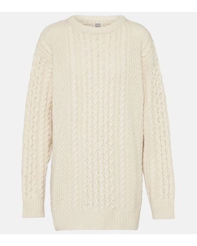 Totême Oversized Cable-knit Wool Jumper - White