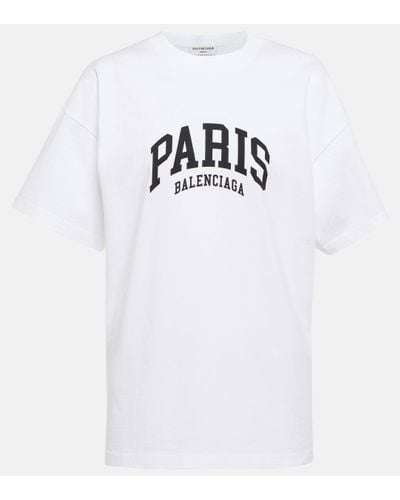Balenciaga T-shirt en coton à logo Paris - Blanc