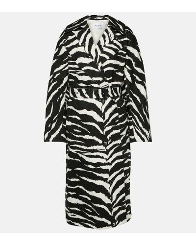 Alaïa Zebra-print Denim Trench Coat - Black