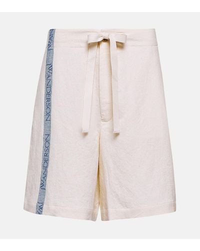 JW Anderson High-Rise Shorts aus Baumwolle und Leinen - Natur