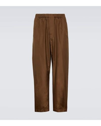 Lemaire Silk Straight Pants - Brown