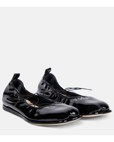 Simone Rocha Patent Leather Ballet Flats - Black