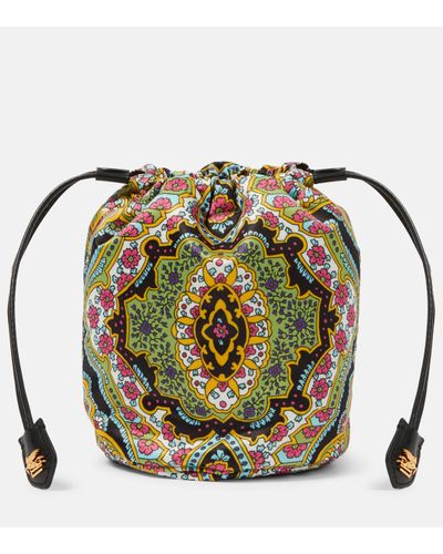 Etro Small Leather-trimmed Printed Clutch - Multicolour