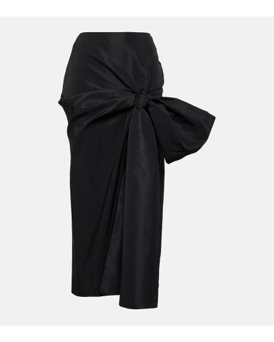 Alexander McQueen Falda midi con detalle de lazo - Negro