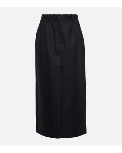 Co. Pinstripe Wool Pencil Skirt - Black