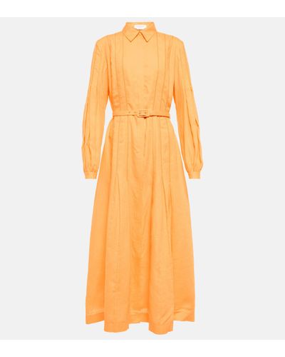 Gabriela Hearst Chelsea Linen Shirt Dress - Orange