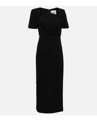 Roland Mouret Wool Crepe Midi Dress - Black
