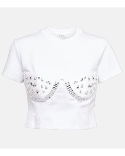 Area T-shirt in jersey con cristalli - Bianco