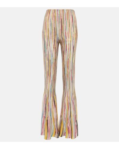 Missoni Striped Flared Jersey Knit Trousers - Natural