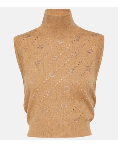 Gucci Interlocking G Cashmere Sweater Vest - Natural