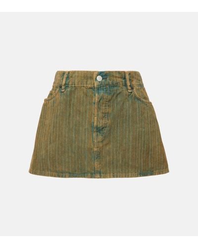 Acne Studios Faded Denim Corduroy Miniskirt - Green