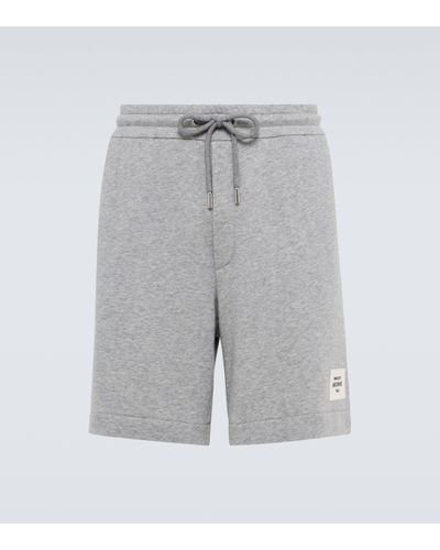 Moncler Embroidered Cotton-blend Shorts - Grey