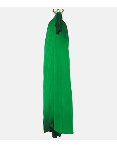 Johanna Ortiz Halterneck Silk Maxi Dress - Green
