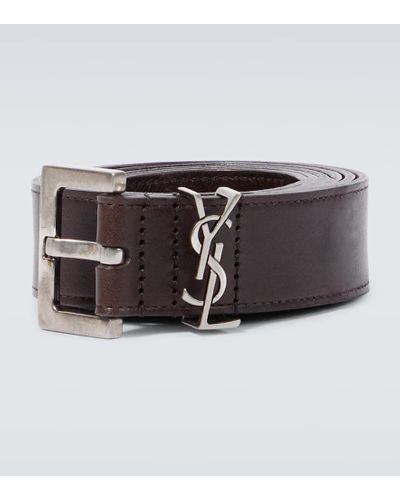 Saint Laurent Cassandre Leather Belt - Brown