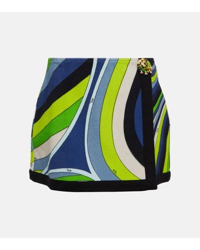 Emilio Pucci Printed Cotton-blend Jersey Miniskirt - Green