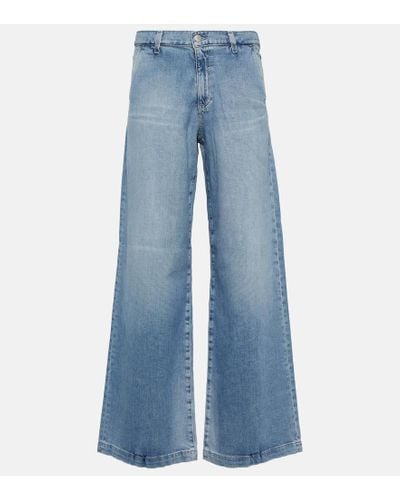 AG Jeans Low-Rise Wide-Leg Jeans Stella - Blau