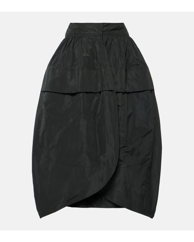 Jil Sander Gathered High-rise Taffeta Midi Skirt - Black