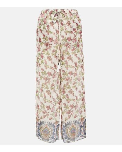 Etro Printed High-rise Trousers - Natural