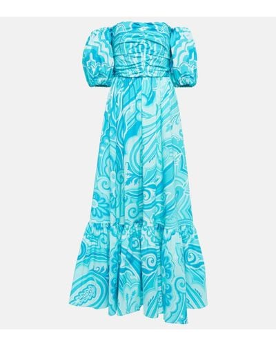 Etro Vestido en mezcla de algodon en paisley - Azul