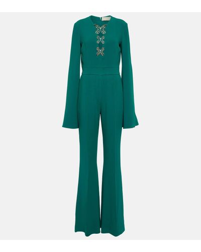 Elie Saab Embellished Crepe Jumpsuit - Green