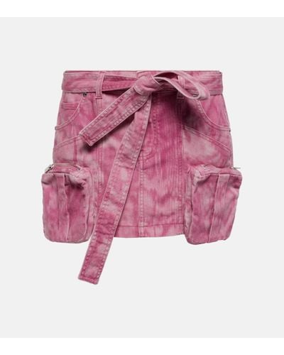 Blumarine Camouflage Denim Cargo Miniskirt - Pink