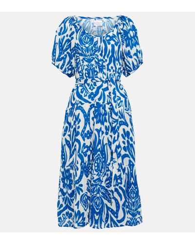 Velvet Robe midi Madilyn imprimee en coton - Bleu