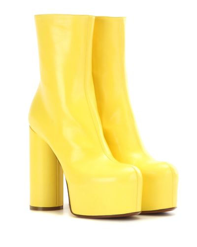 Vetements Leather Platform Boots - Yellow