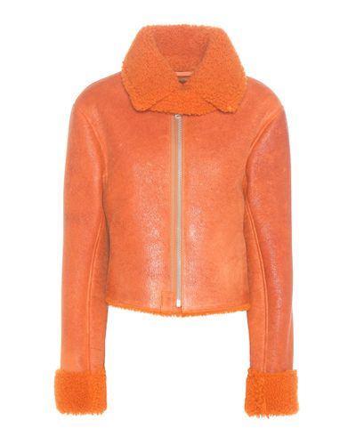 orange shearling jacket