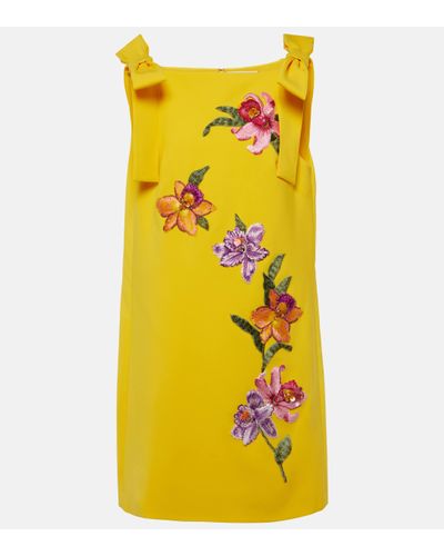 Carolina Herrera Floral Embroidered Minidress - Black