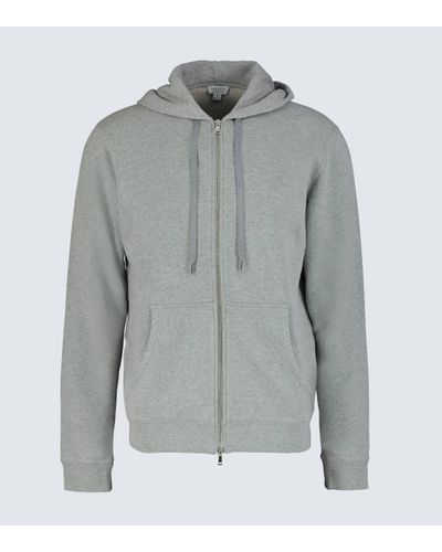 Sunspel Cotton-jersey Hooded Sweatshirt - Grey