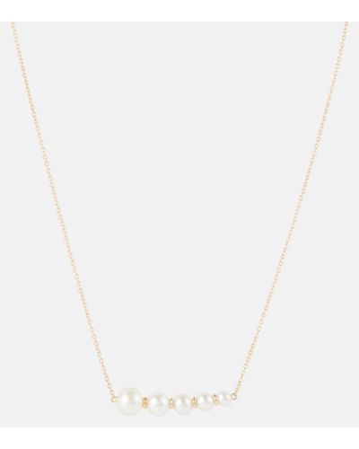 Sophie Bille Brahe Lune Perle 14kt Gold Necklace With Pearls - White