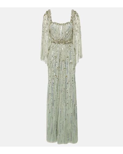 Jenny Packham Bright Star Embellished Tulle Gown - Green