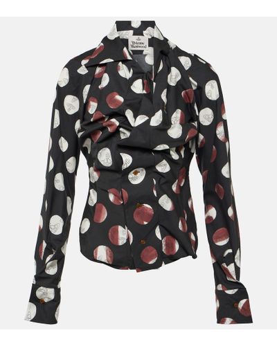 Vivienne Westwood Camisa de popelin de algodon fruncida - Negro
