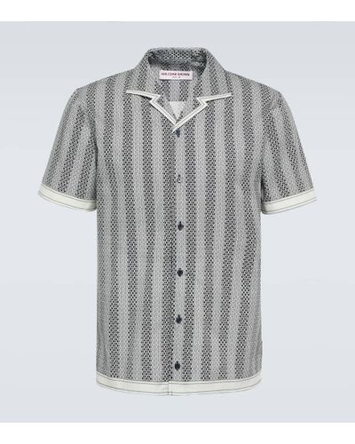 Orlebar Brown Camisa bowling Hibbert de algodon floral - Gris