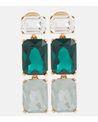 Oscar de la Renta Crystal-embellished Earrings - Green